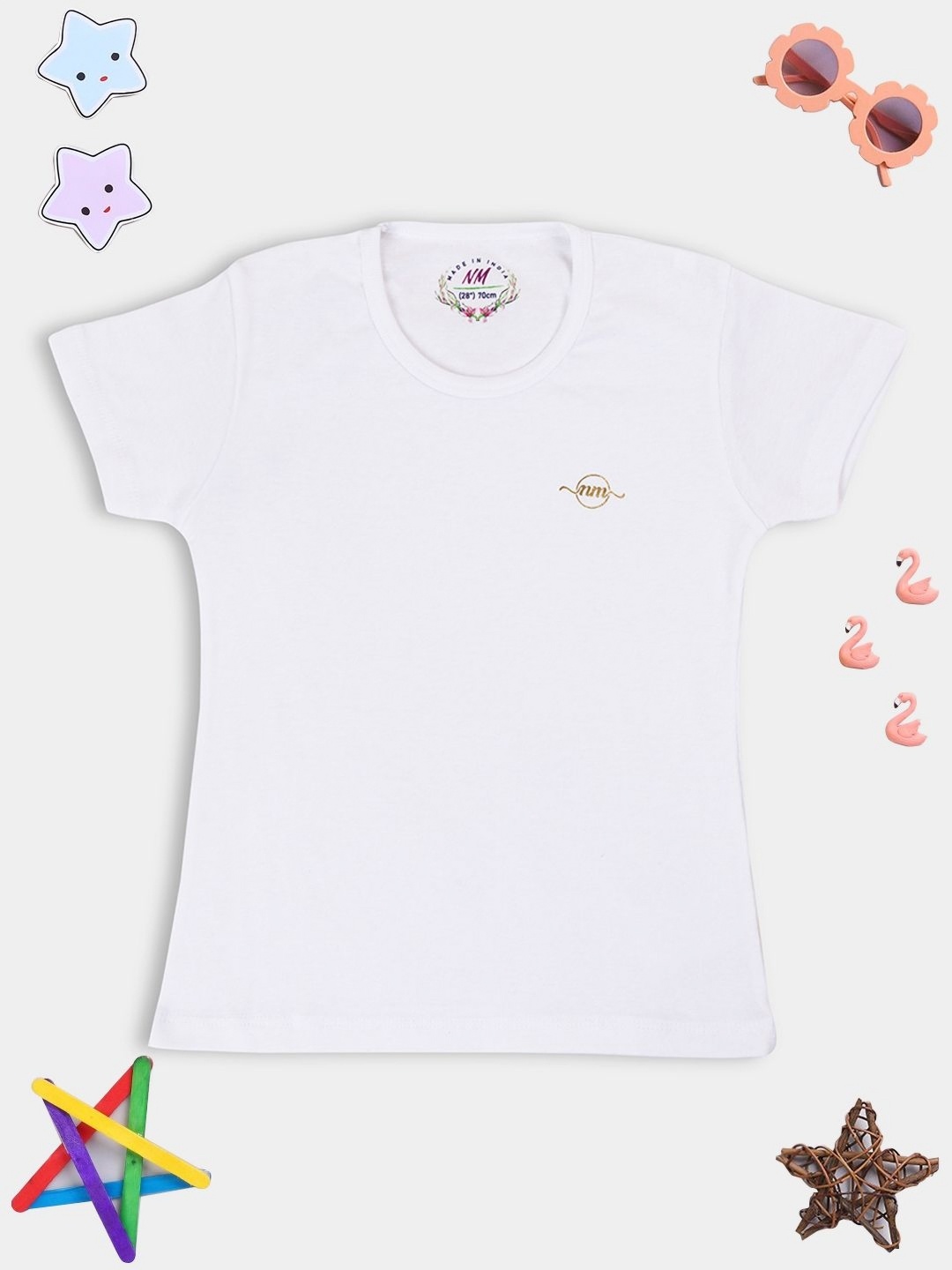 

PAMPOLINA Girls Typography Printed Cotton Casual T-shirt, White