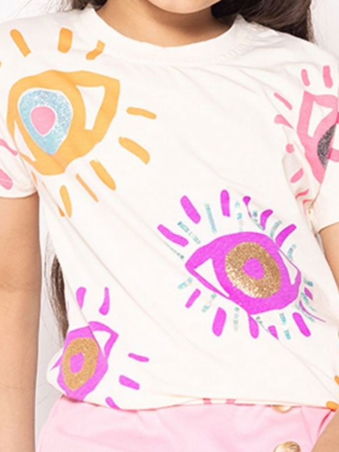 

PAMPOLINA Girls Graphic Printed Cotton Casual T-shirt, White