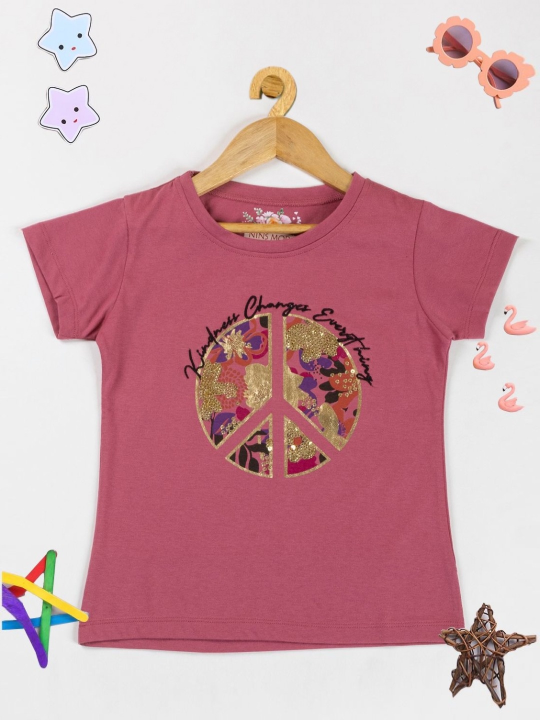 

PAMPOLINA Girls Printed T-shirt, Pink