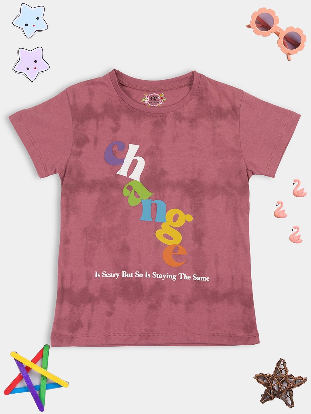

PAMPOLINA Girls Typography Printed Cotton T-shirt, Purple