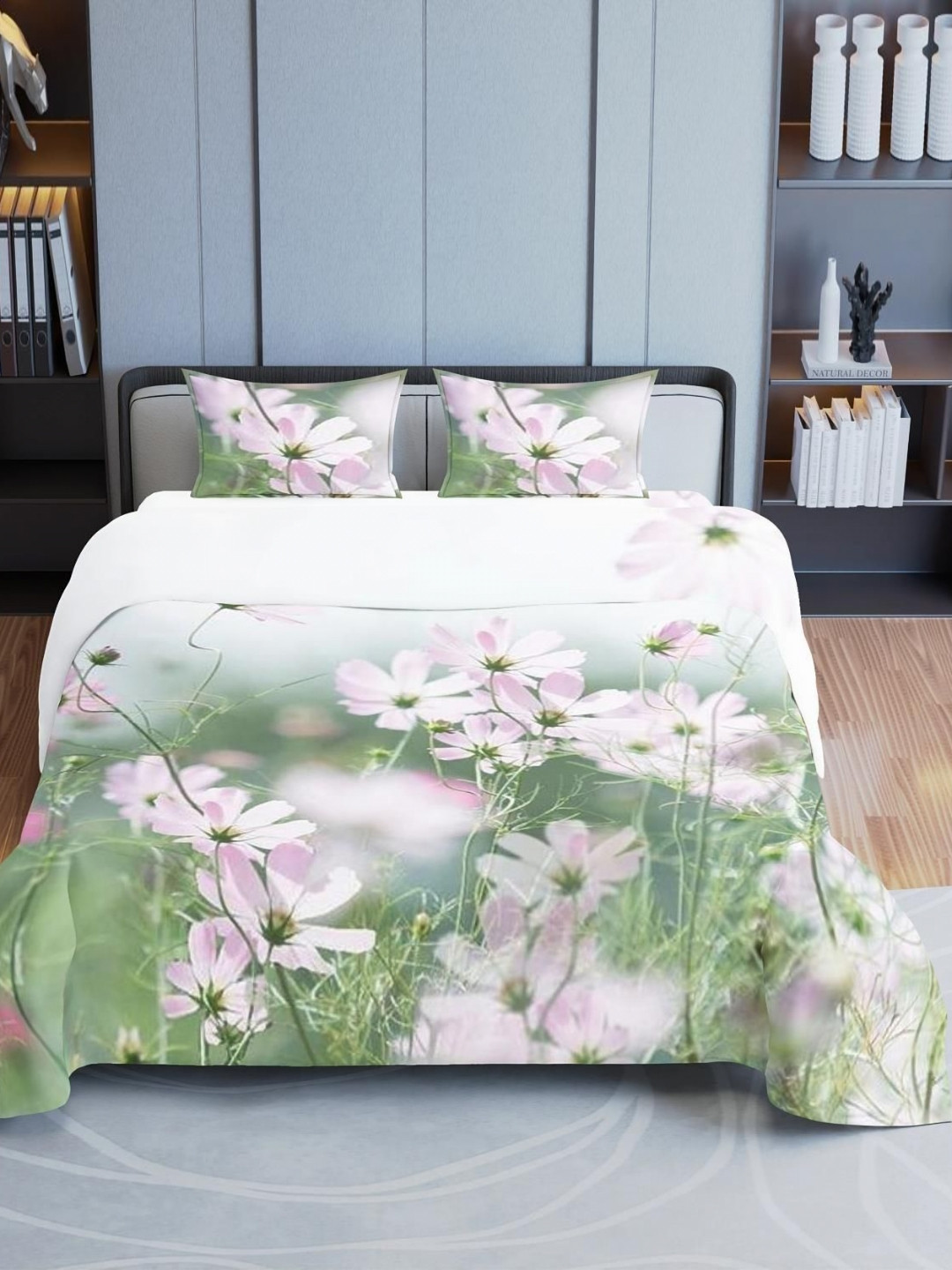 

Synergized Cotton Green & White Floral Cotton 300 TC King Bedsheet Set-2.74 m x 2.74 m