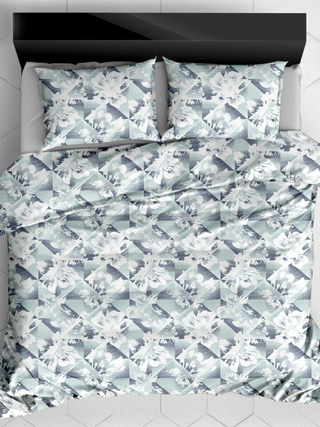 

Ariana Turquoise Blue Floral Printed Cotton 180 TC Single Bedsheet Set 2.25 m x 1.5 m