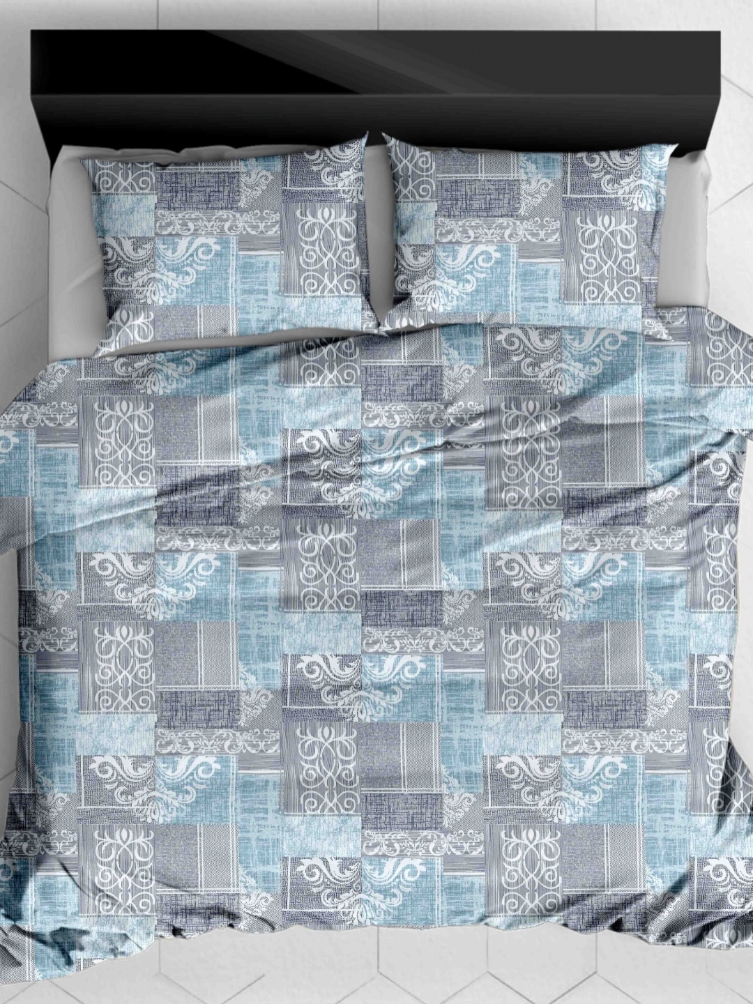 

Ariana Blue & White Ethnic Motifs Printed Cotton 180 TC King Bedsheet Set 2.70 m x 2.70 m