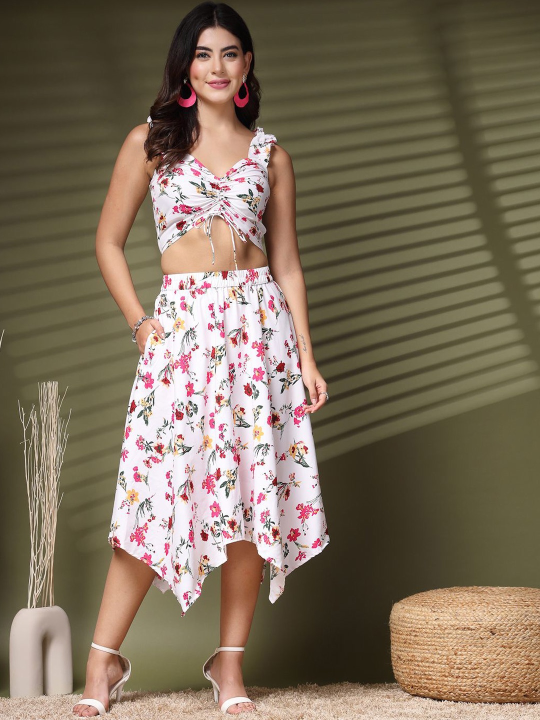 

Oomph! Printed Top & Skirt Co-Ords Set, White