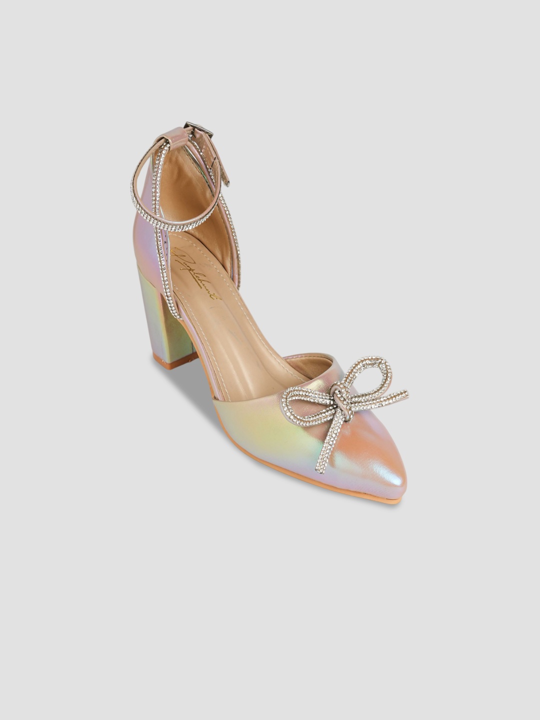 

PURPLEHUNT Women Pointed Toe Embellished Pumps, Nude