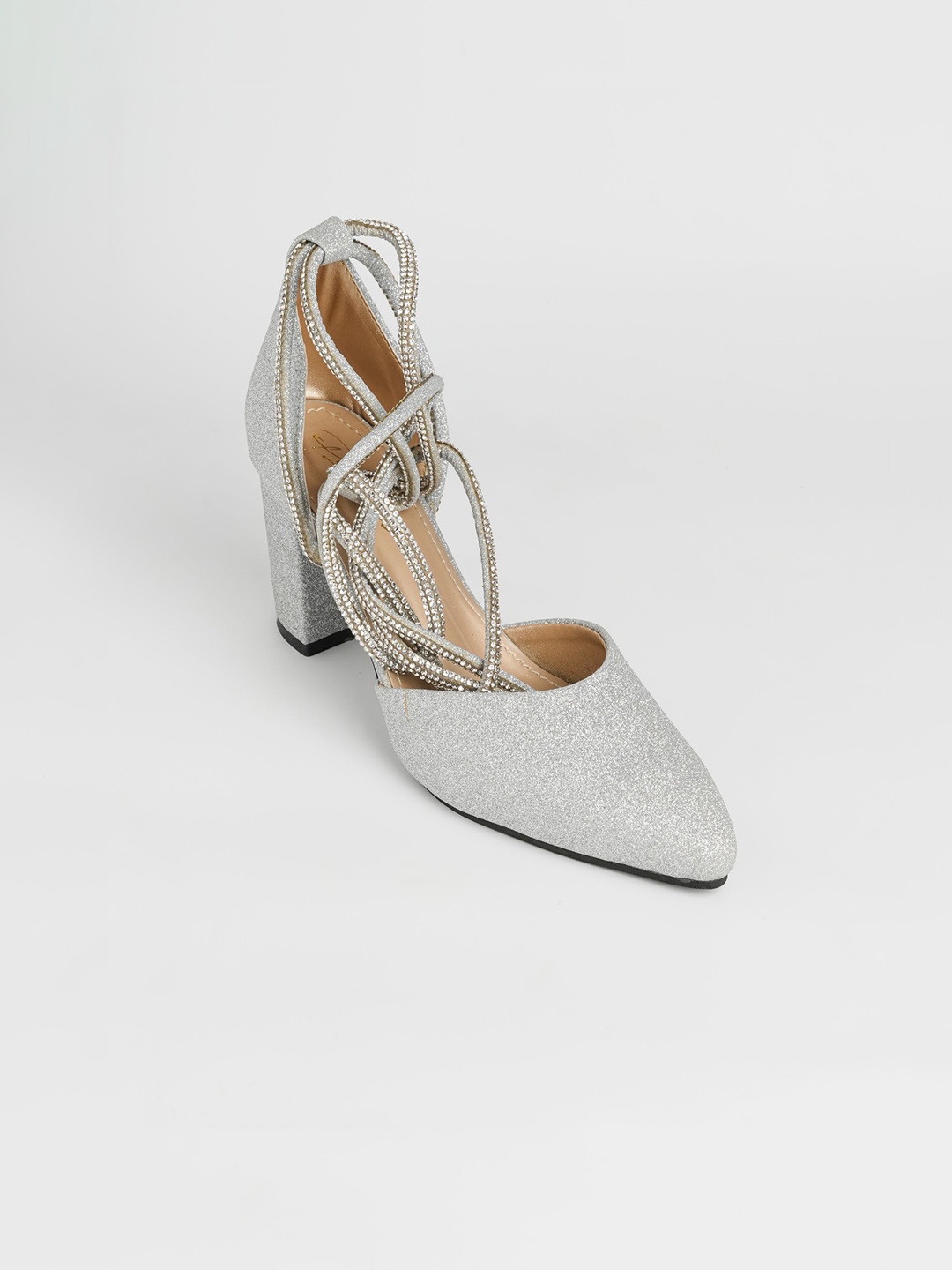 

PURPLEHUNT Women Round Toe Heeled Sandals, Silver