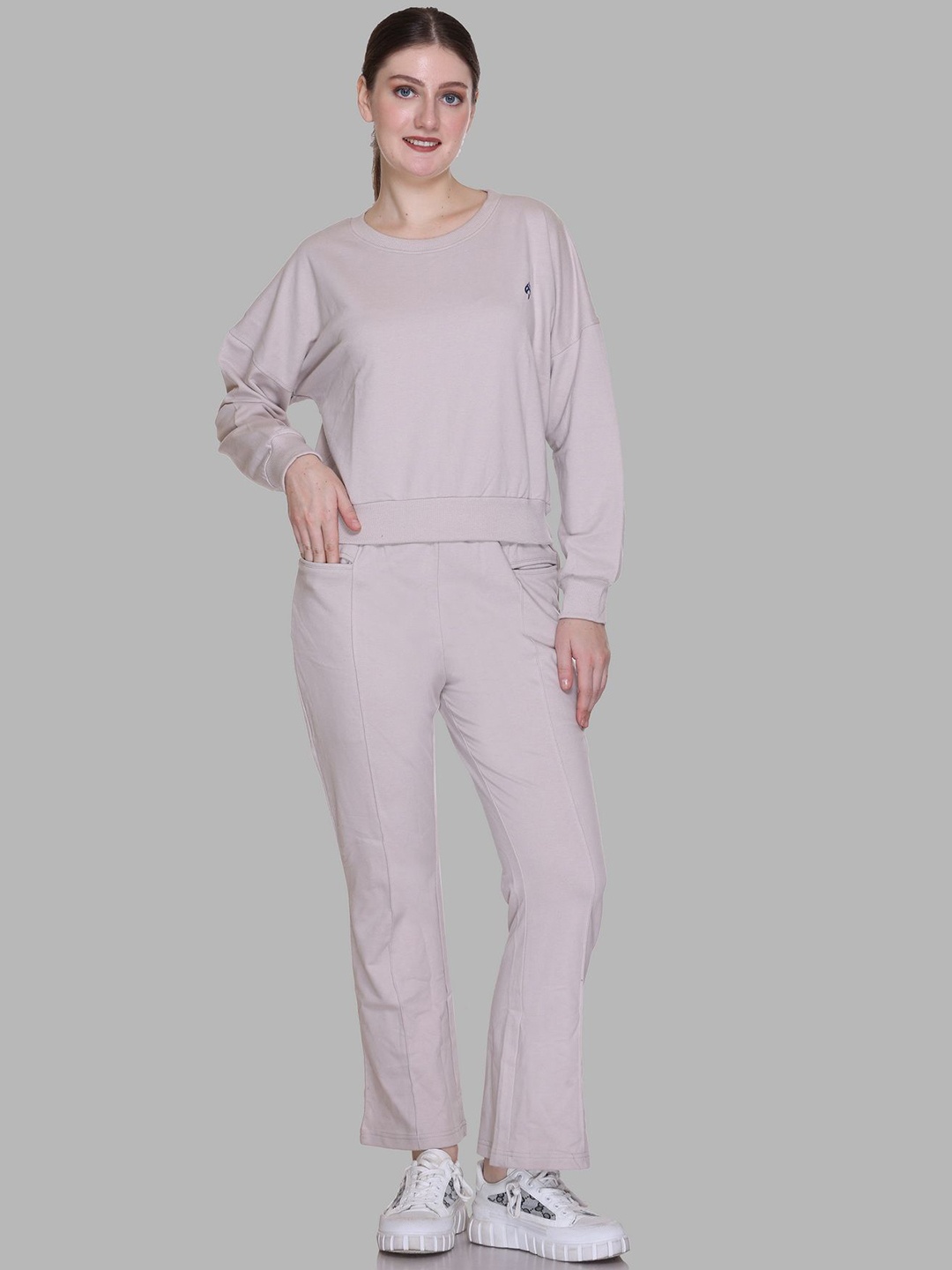 

BAESD Women Round Neck Mid-Rise Tracksuit, Mauve