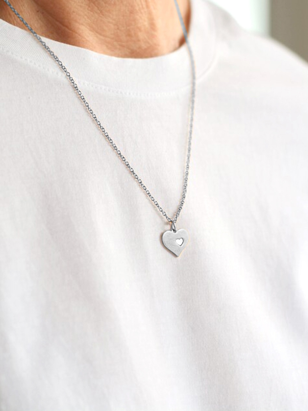 

Goldnera 925 Sterling Silver-Plated Heart Shaped Eternal Love Pendant With Chain