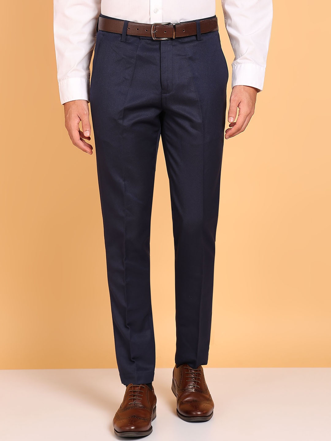 

Cyphus Men Smart Slim Fit Formal Trousers, Navy blue