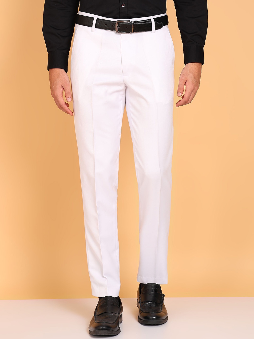 

Cyphus Men Smart Slim Fit Formal Trousers, White