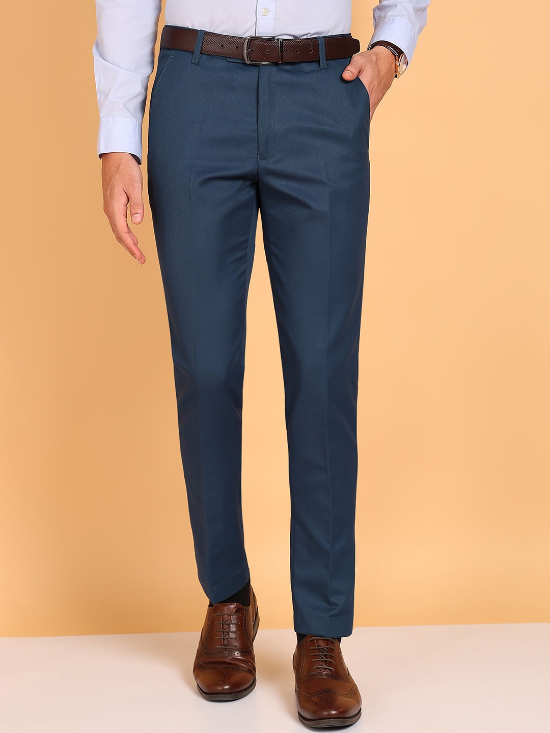 

Cyphus Men Smart Slim Fit Formal Trouser, Blue