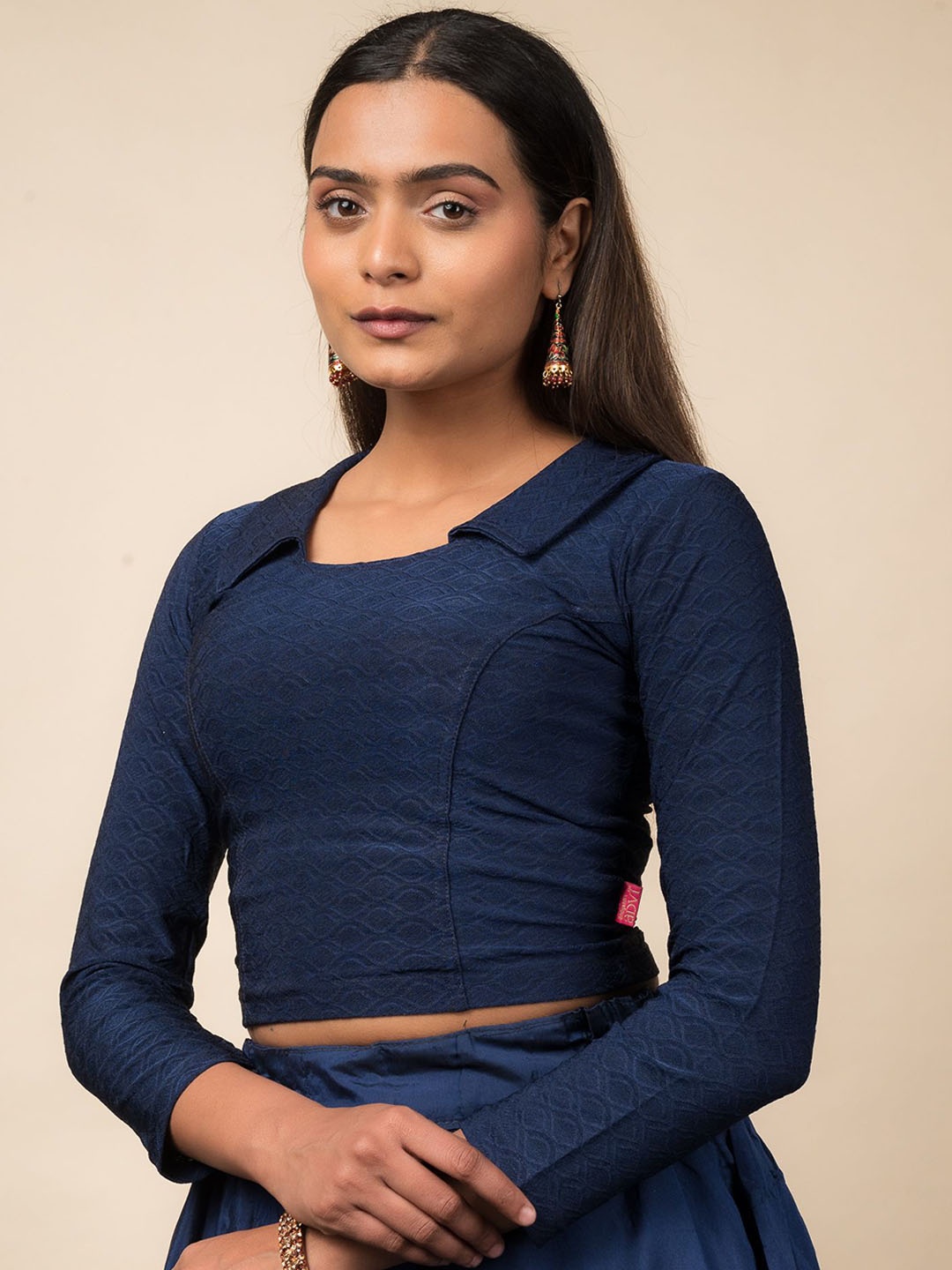 

Bindigasm's Advi Women Stretchable Saree Blouse, Navy blue