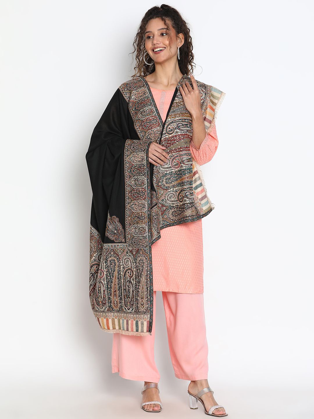 

Tiara Paisley Woven Design A Perfect Harmony Kani Shawl, Black