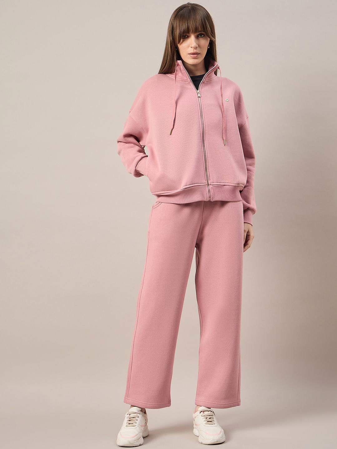 

FEMEA Women Drop Shoulder Tracksuit, Pink