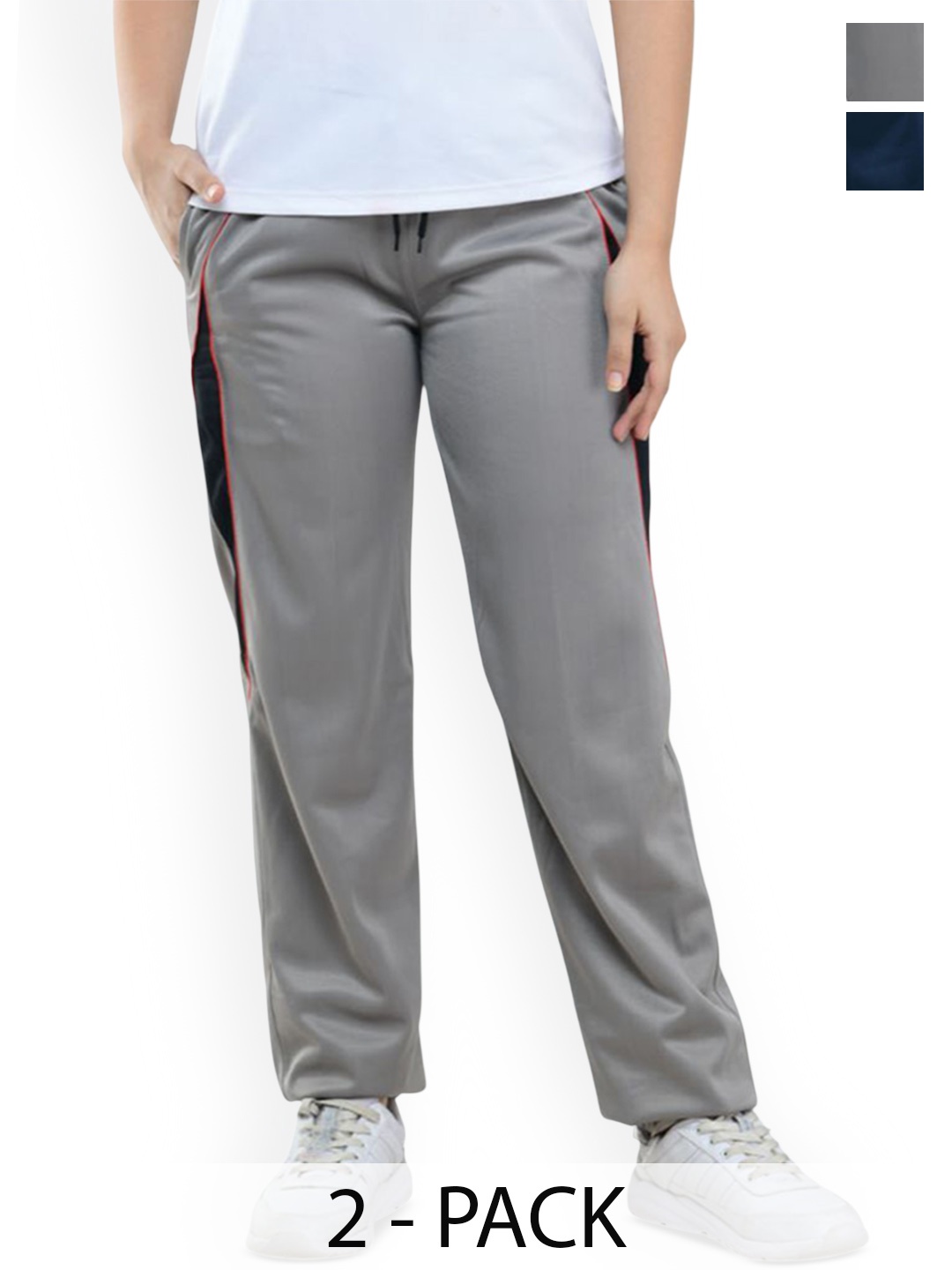 

IndiWeaves Women Pack Of 2 Mid Rise Track Pants, Grey