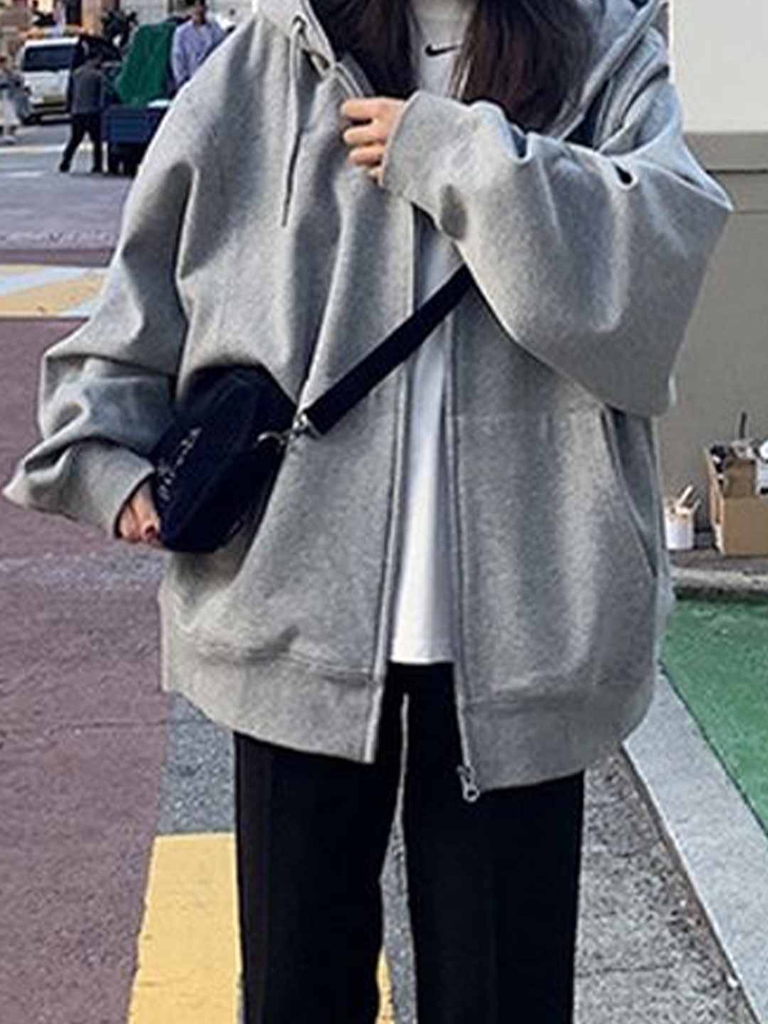 

LULU & SKY Women Hooded Oversized Sweatshirt, Grey