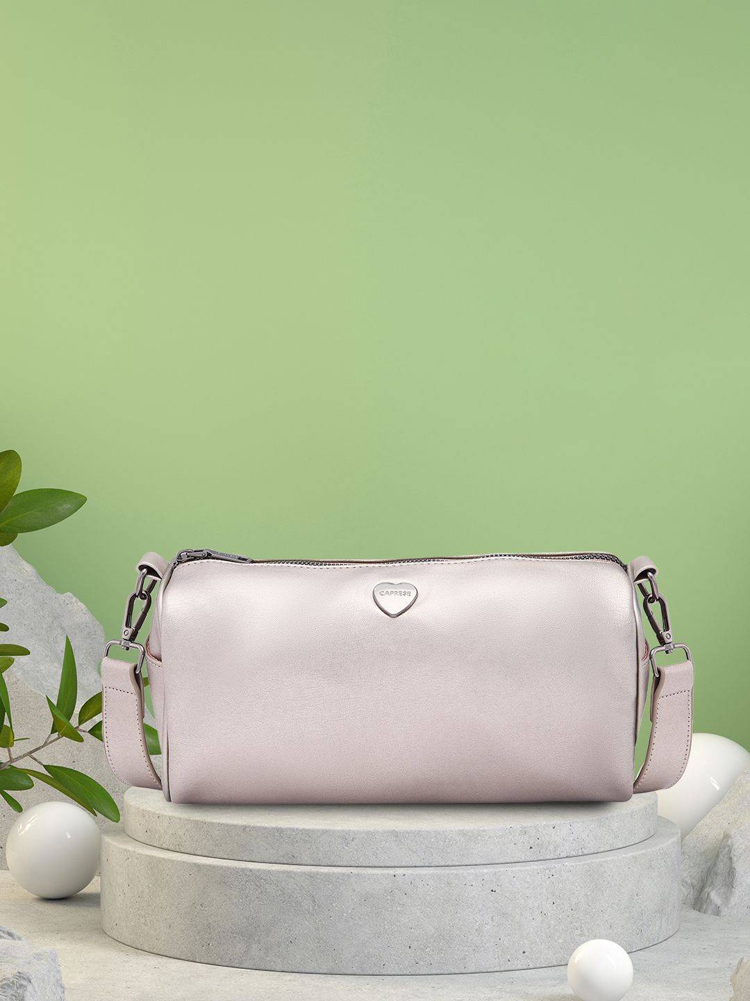 

Caprese Women Solid Structured Sling Bag, Grey