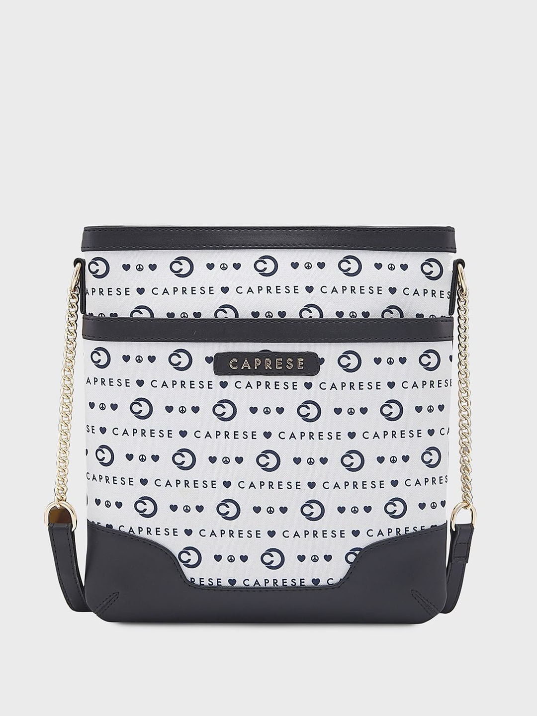 

Caprese Women Typography Printed Structured Sling Bag, Grey