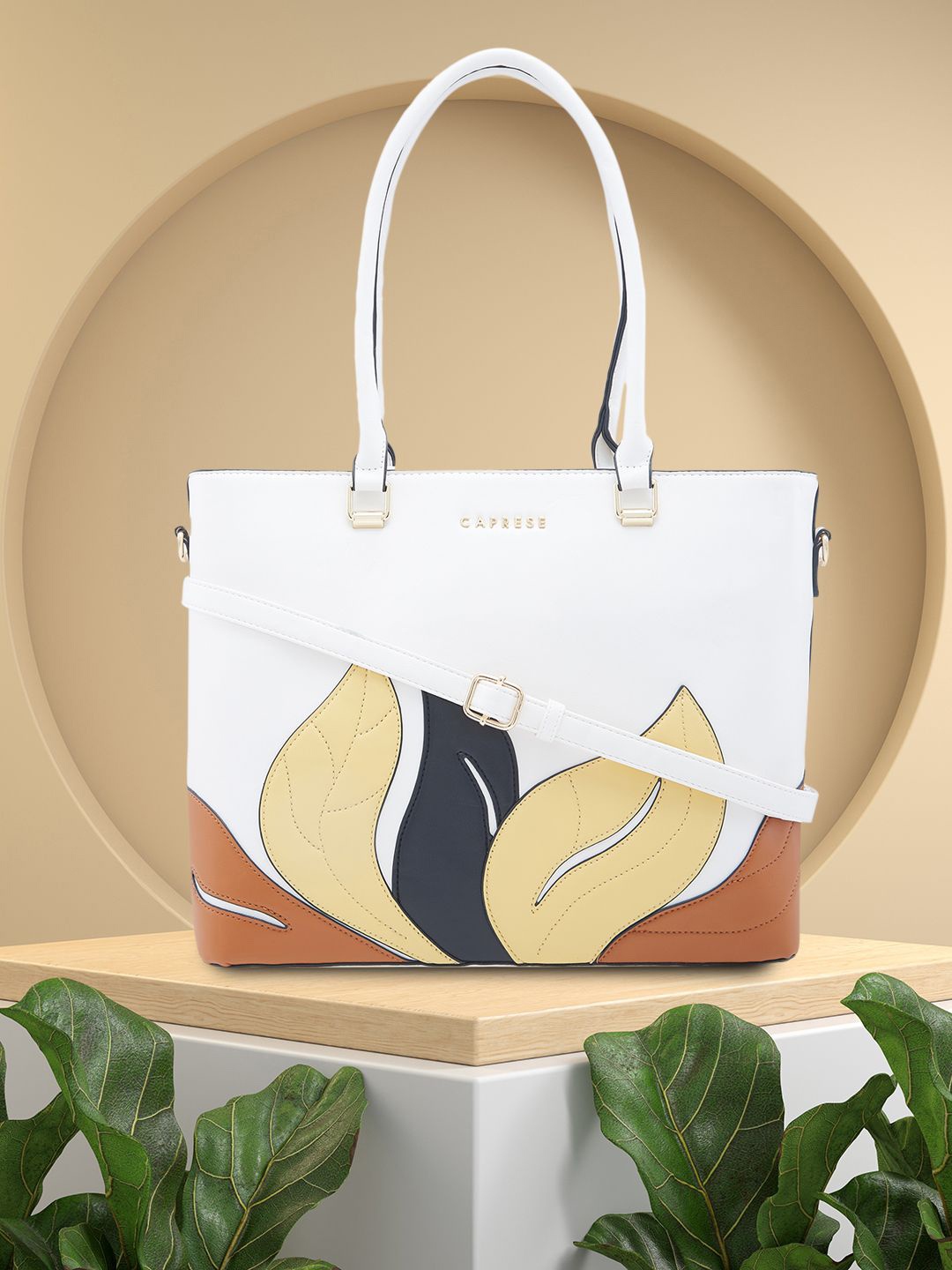 

Caprese Women Textured Structured Shoulder Bag, White
