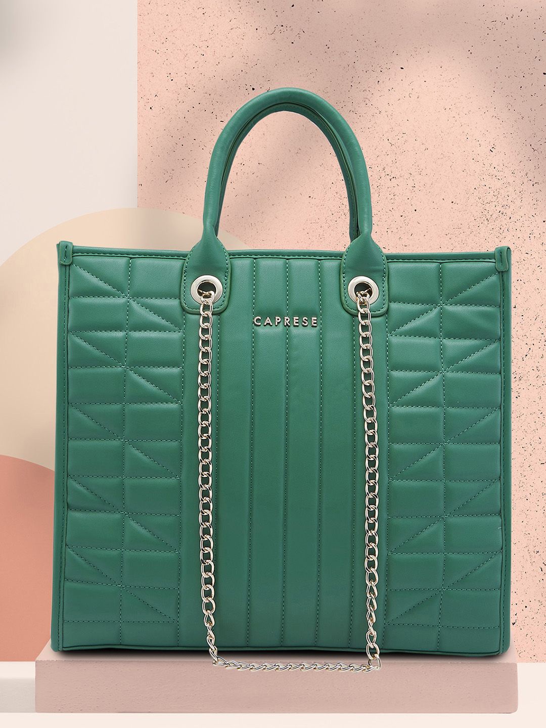 

Caprese Women Solid Structured Handheld Bag, Green