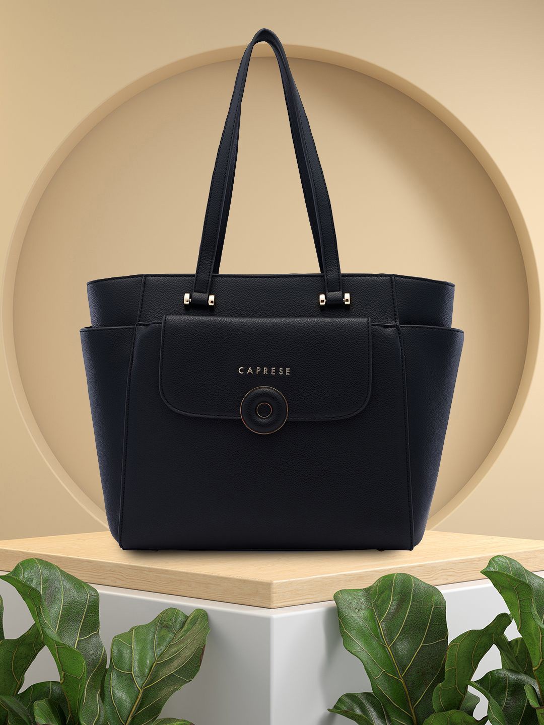 

Caprese Women Solid Structured Shoulder Bag, Black