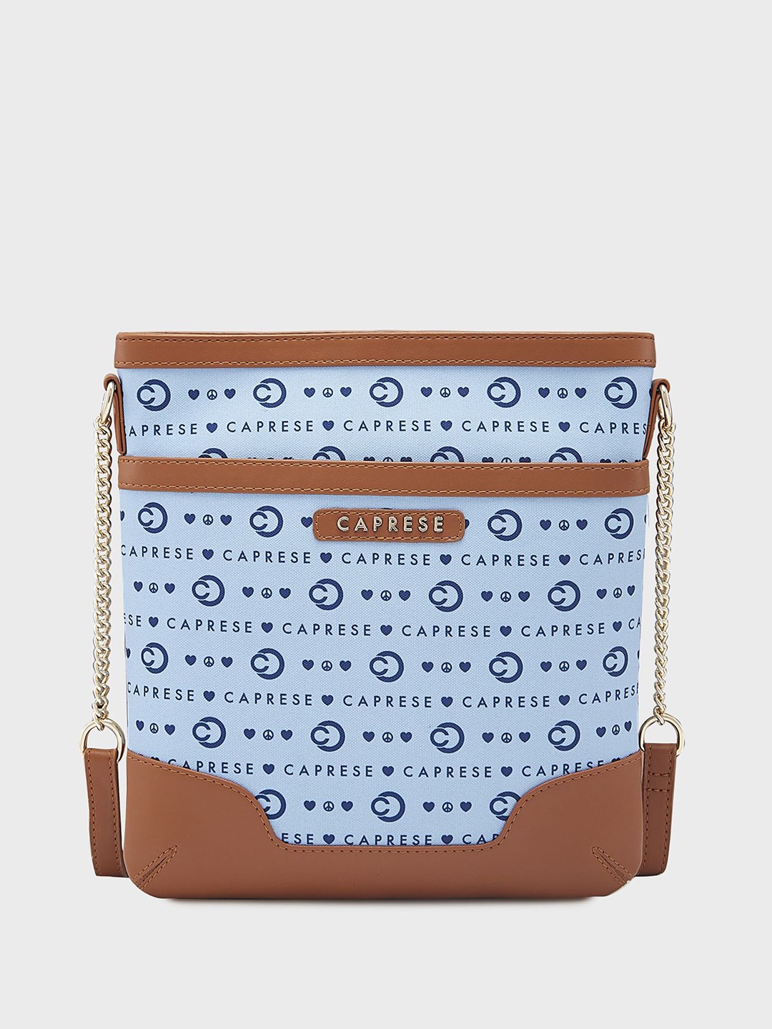 

Caprese Women Typography Printed Structured Sling Bag, Blue