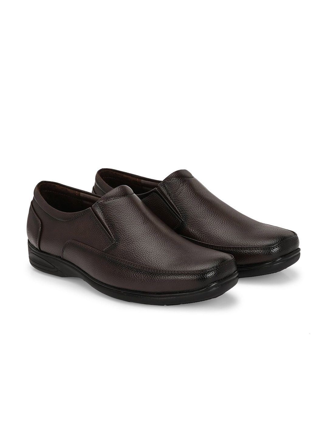 

Azzaro Black Men Formal Slip-On Shoes, Coffee brown