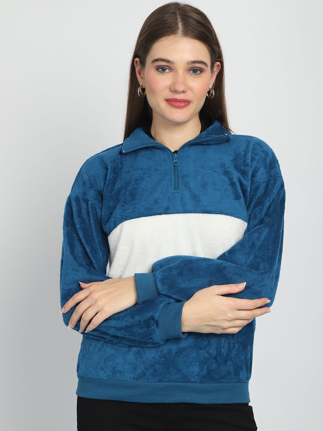 

JAKANARY Women Polyester Crop Outdoor Bomber Jacket, Blue