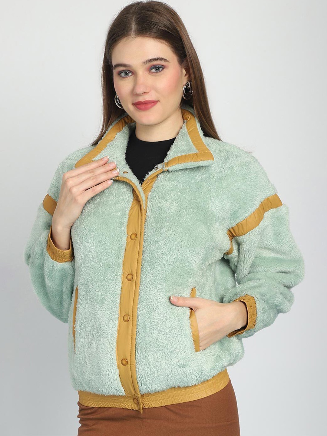 

JAKANARY Women Floral Polyester Outdoor Tailored Jacket, Green