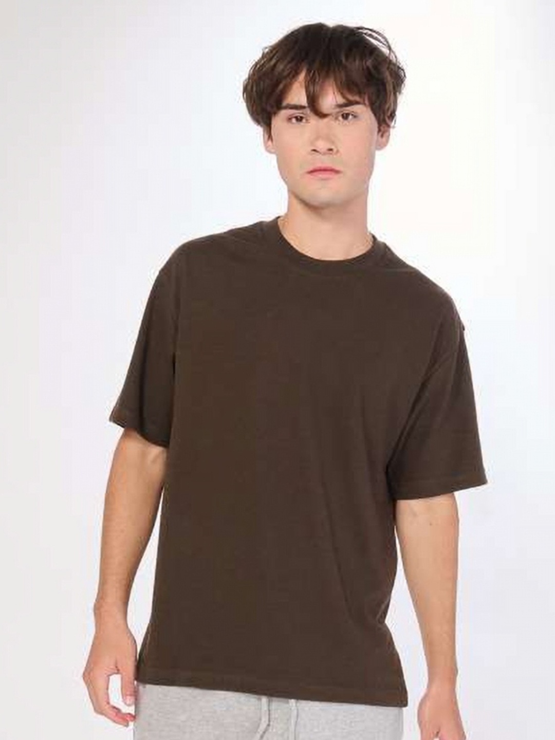 

CELSIUS Men DRI-EASE Moisture Wicking Solid Oversized Casual T-shirt, Brown