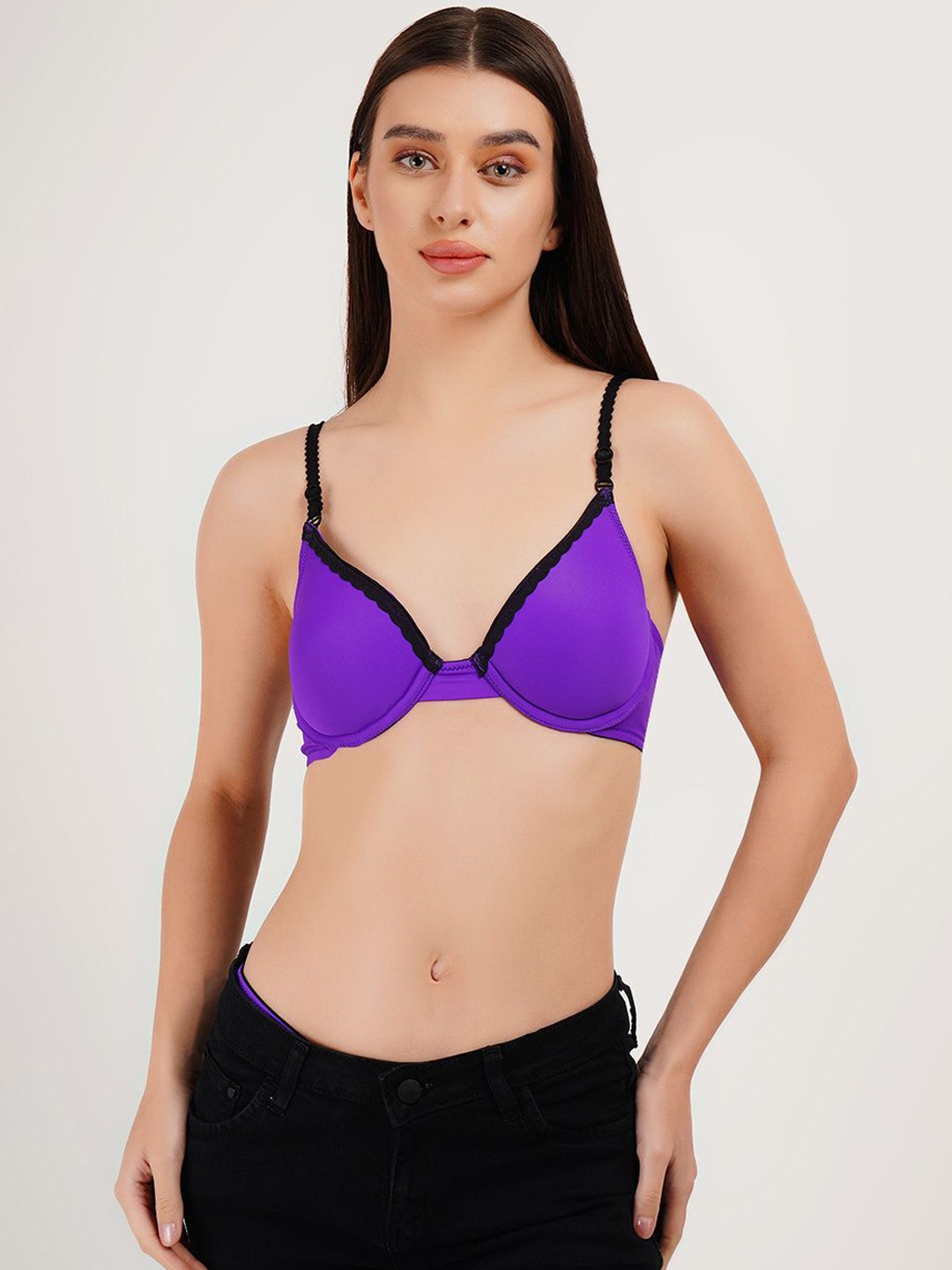 

CURWISH Women Lace Padded Lingerie Set SEH-01PB, Purple