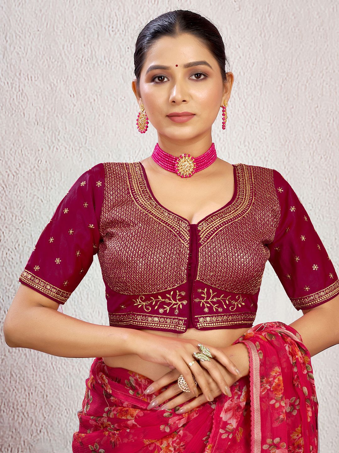 

KALINI Embroidered Padded Blouse, Pink