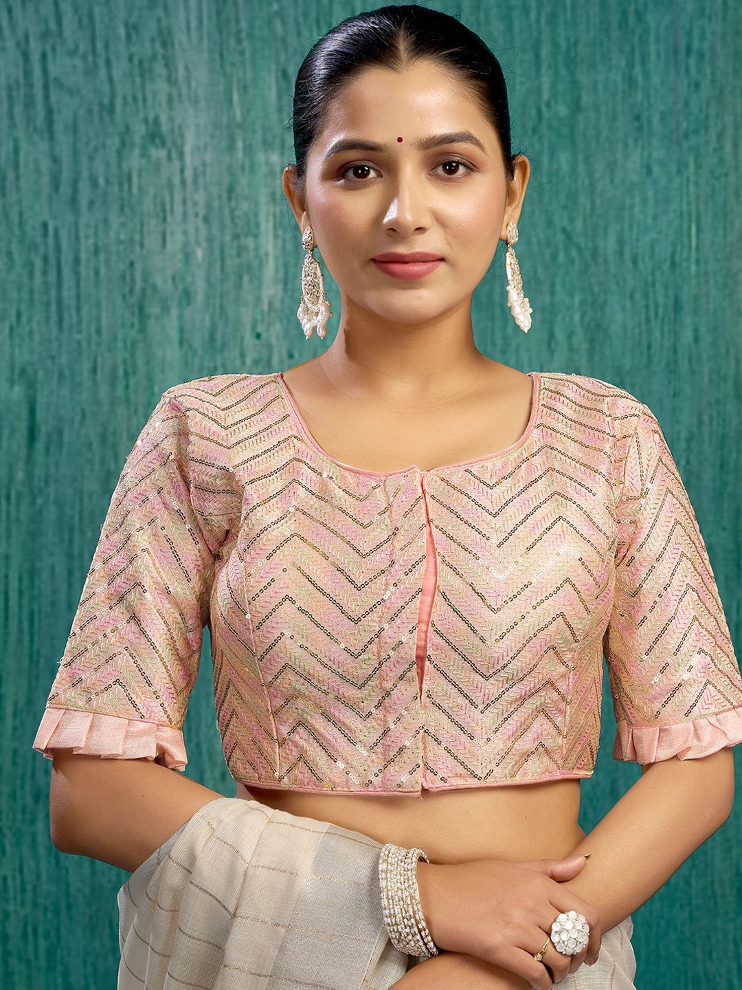 

Kalini Embroidered Padded Blouse, Pink