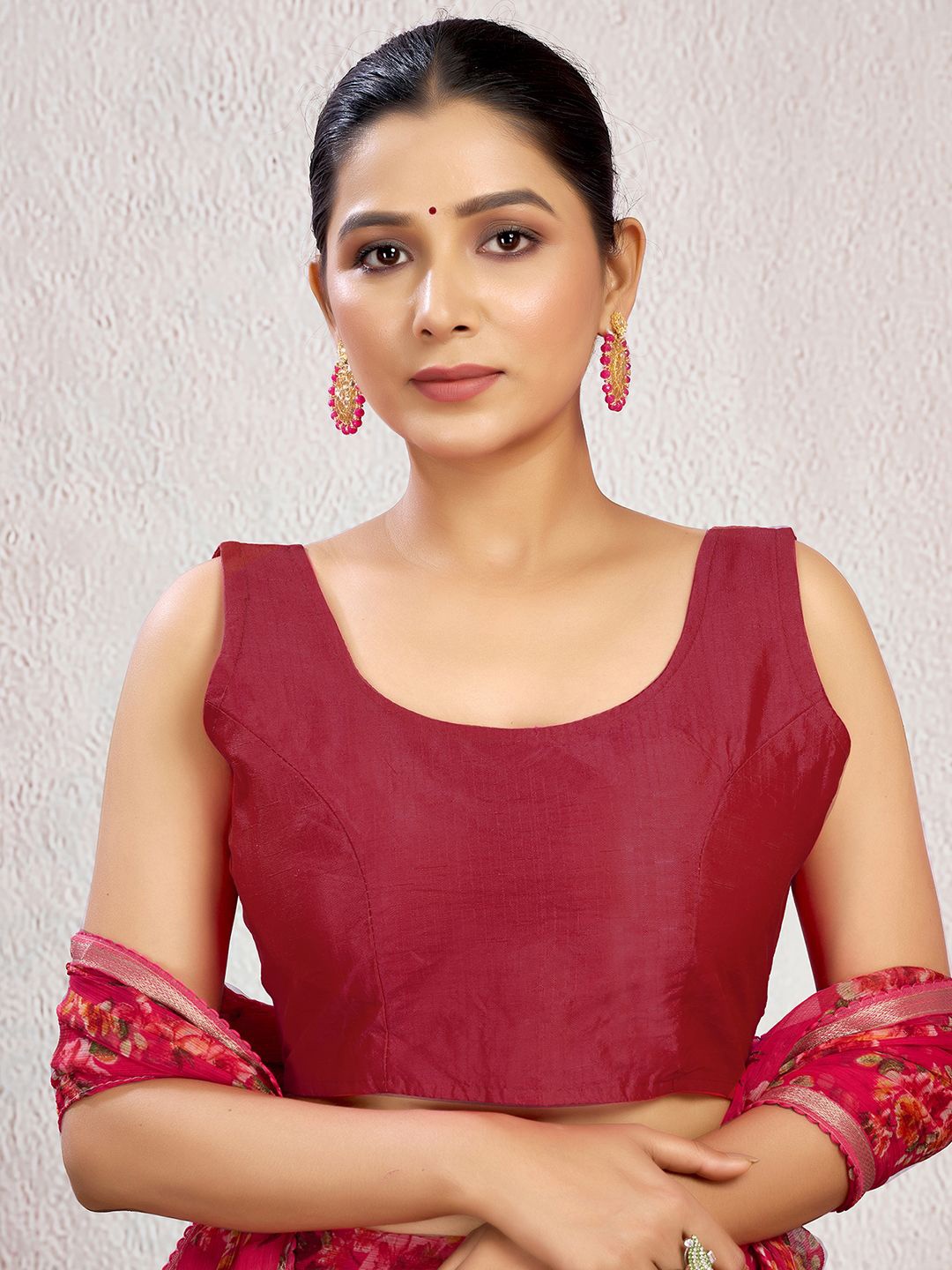 

KALINI Fully Stitched Padded Saree Blouse, Maroon