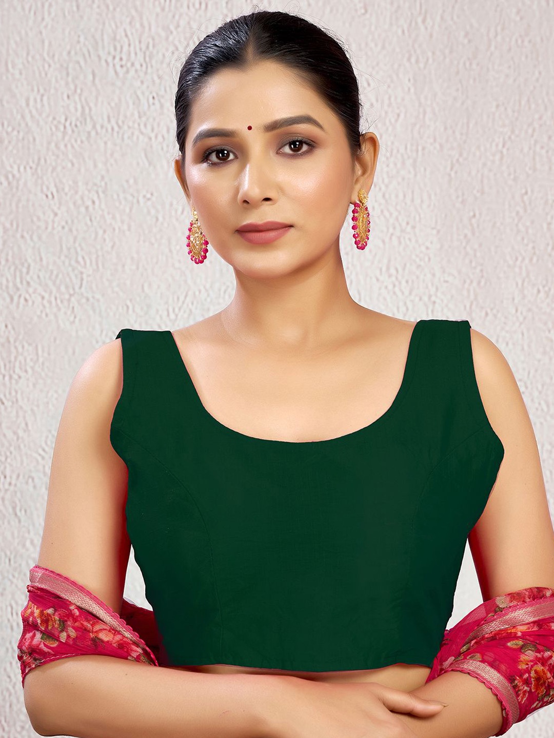 

KALINI Fully Stitched Padded Saree Blouse, Green
