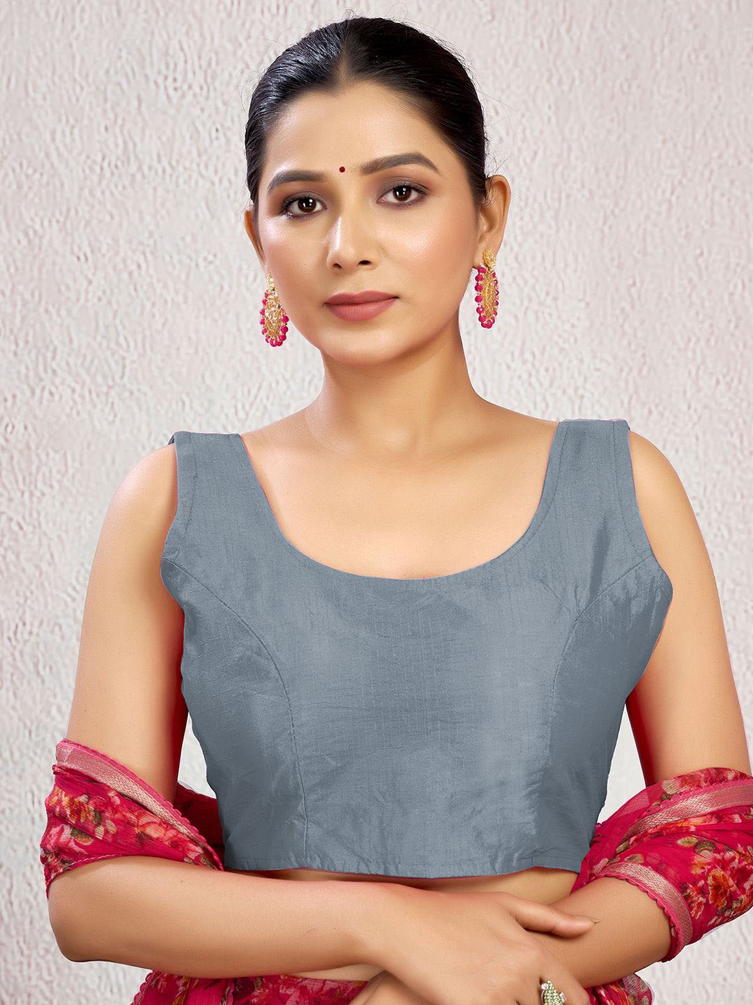 

KALINI Women Fully Stitched Padded Saree Blouse, Grey