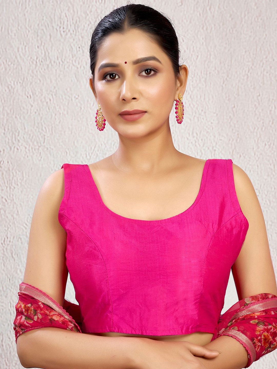

KALINI Fully Stitched Padded Silk Saree Blouse, Pink