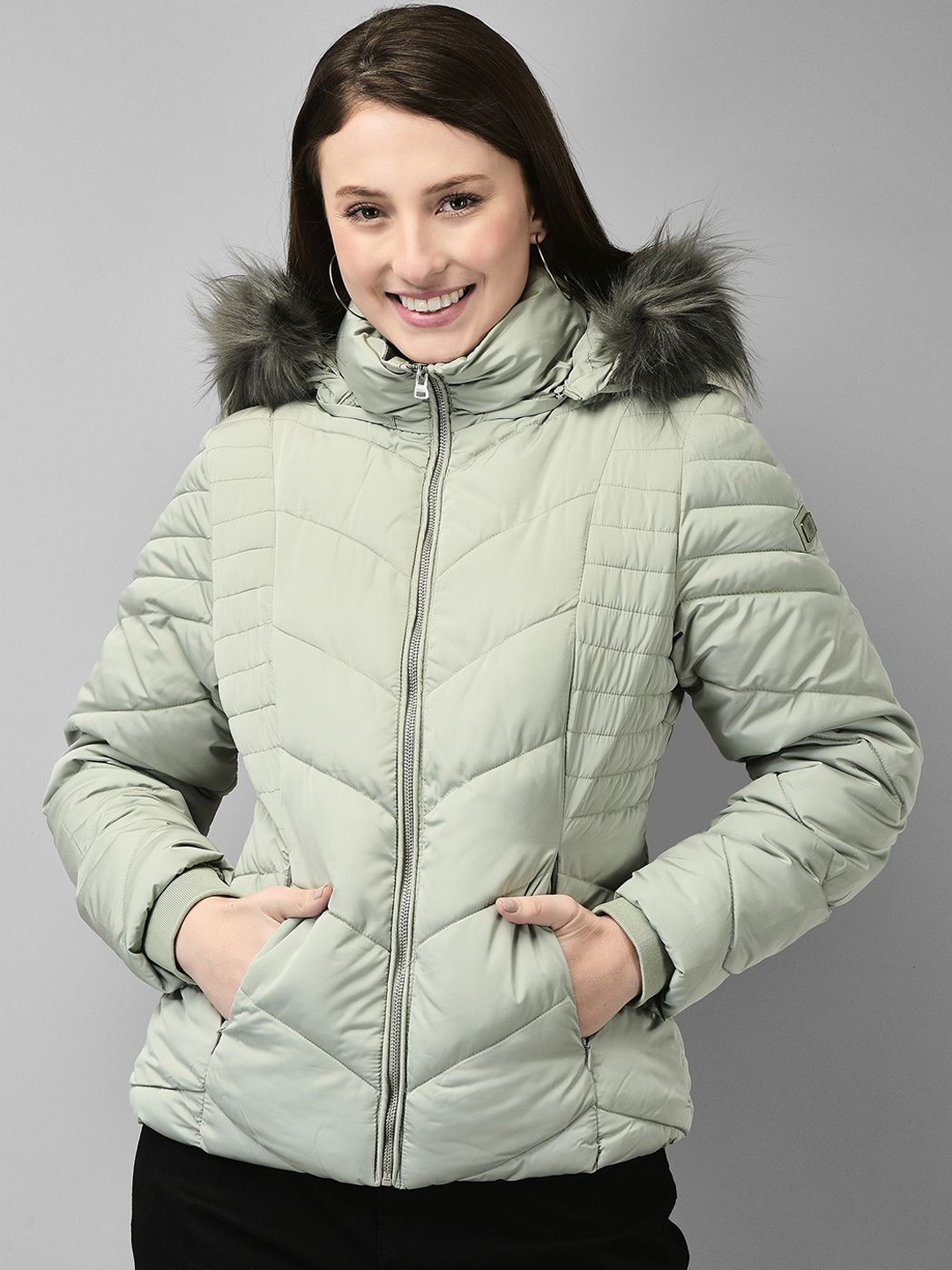 

Woods Women Hooded Solid Casual Parka Jacket, Green