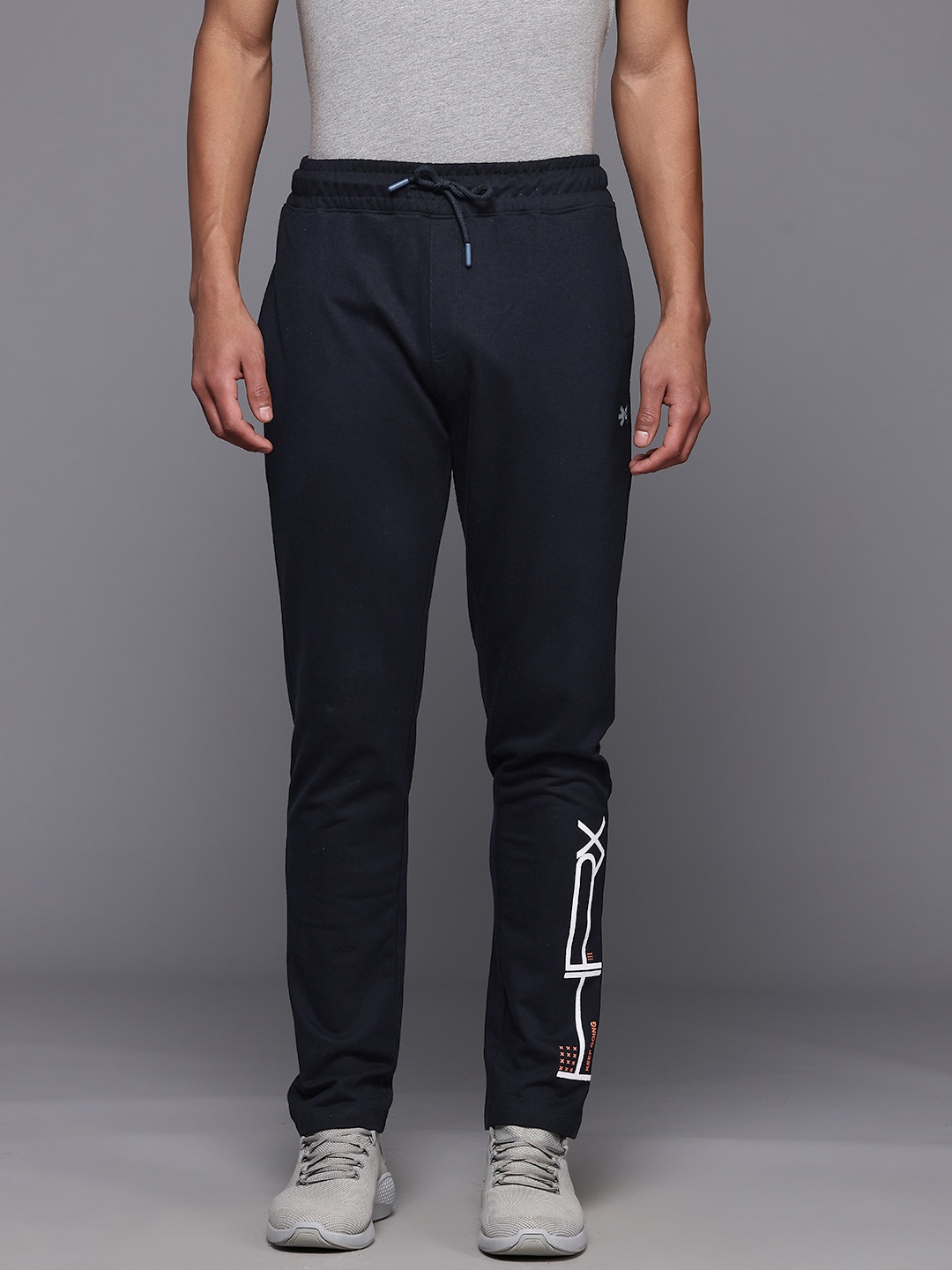 

HRX by Hrithik Roshan Men Brand Logo Printed Track Pants, Navy blue