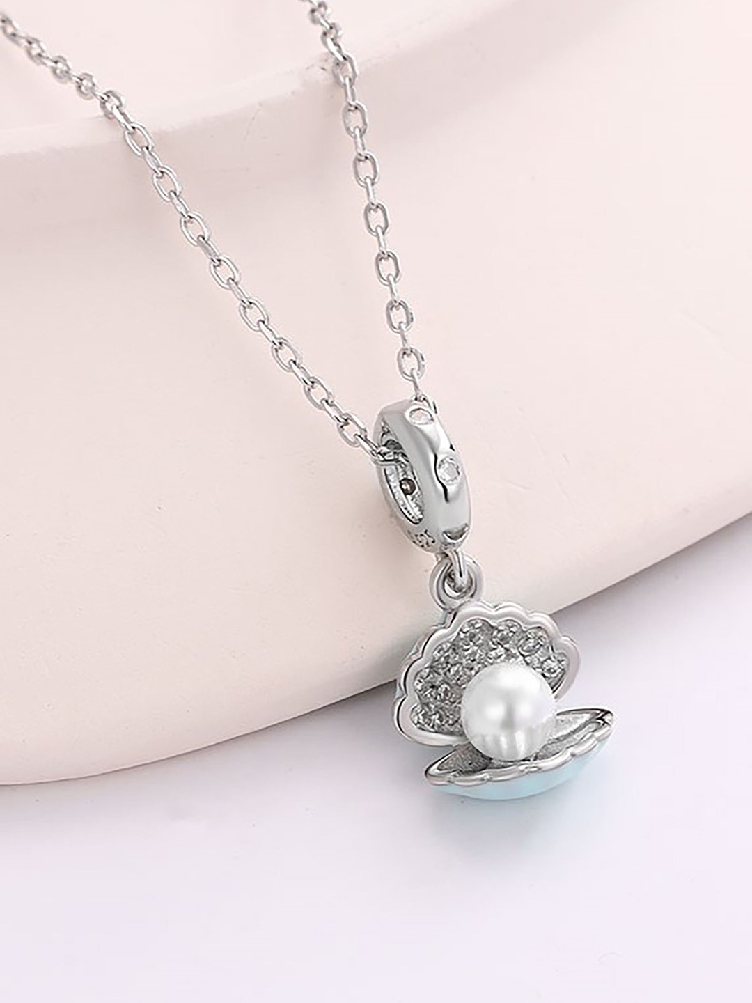 

SILMORA Silver-Plated Artificial Stones and Beads Pendant with Chain