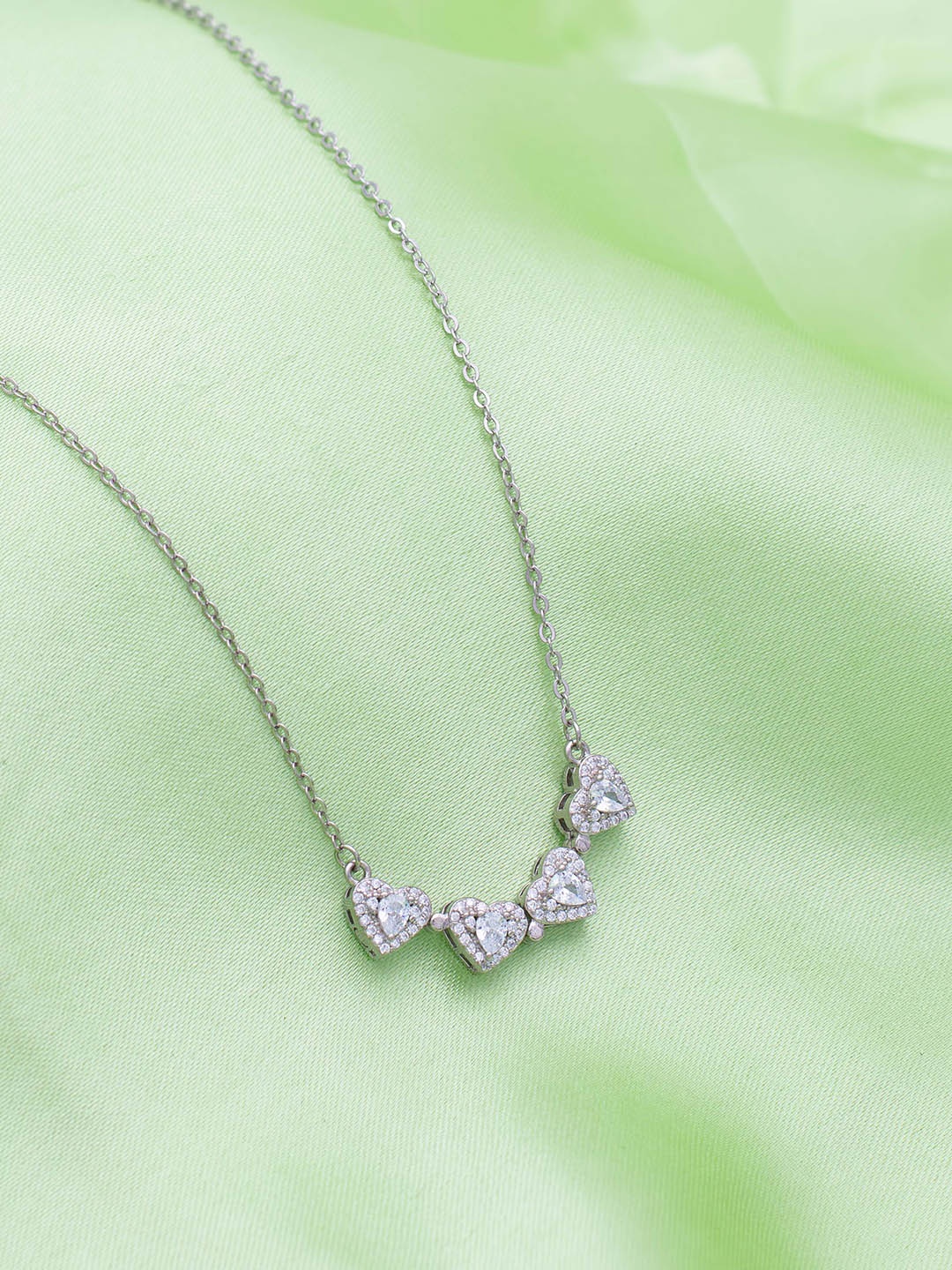 

SILMORA Silver Silver-Plated Artificial Stones Necklace
