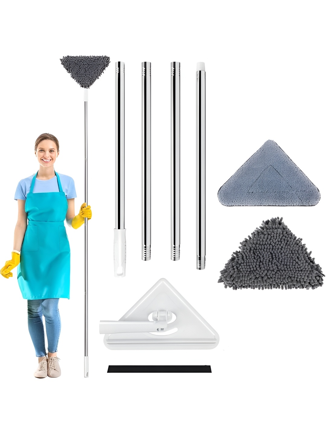 

Deoxys Grey & White Stainless Steel Wall Cleaning Mop