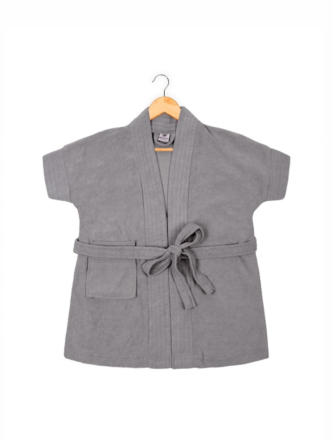 

Creeva Kids Grey Pure Cotton Bath Robe With Front Pocket