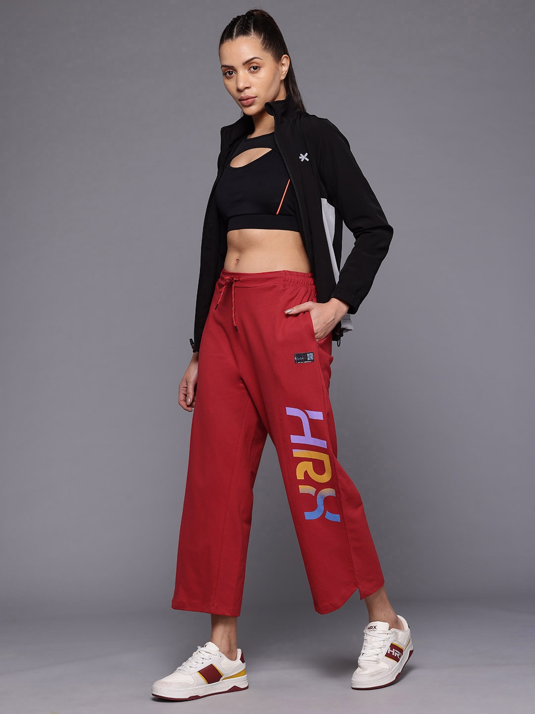 

HRX by Hrithik Roshan Brand Logo Printed Track Pants, Red