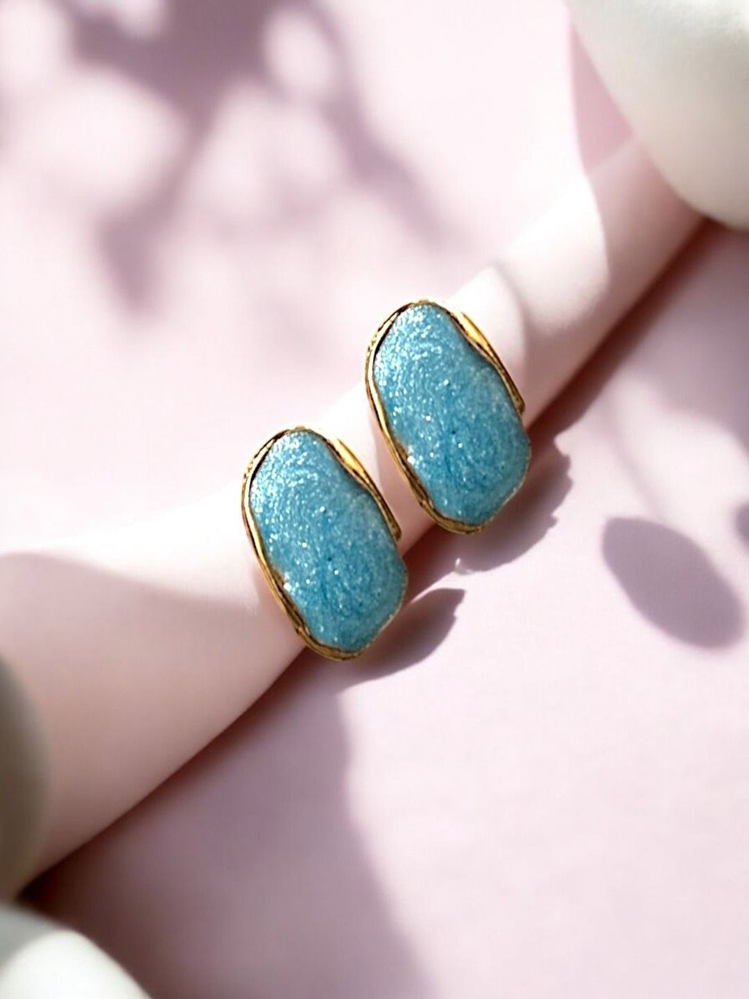 

AccessHer Gold-Plated Artificial Stones Studded Geometric Shaped Studs, Blue