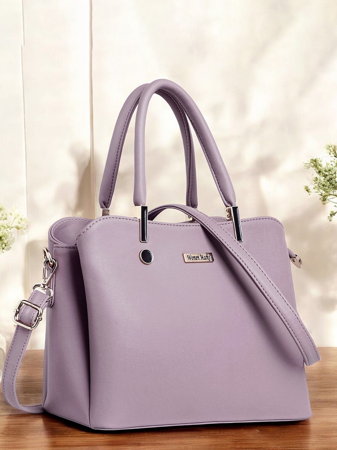 

WOMEN MARKS Solid Structured Handheld Bag, Lavender