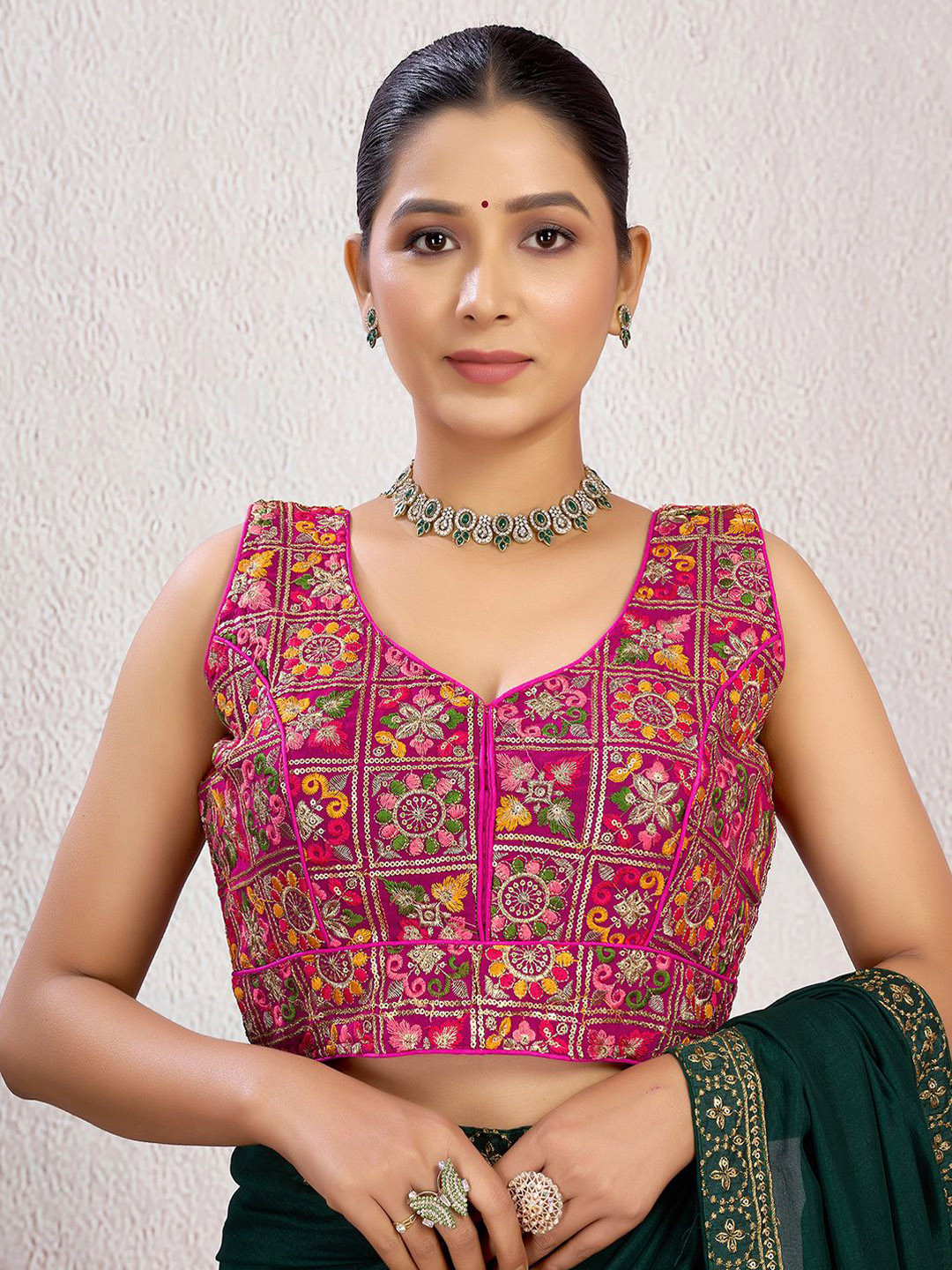 

KALINI Embroidered Saree Blouse, Pink