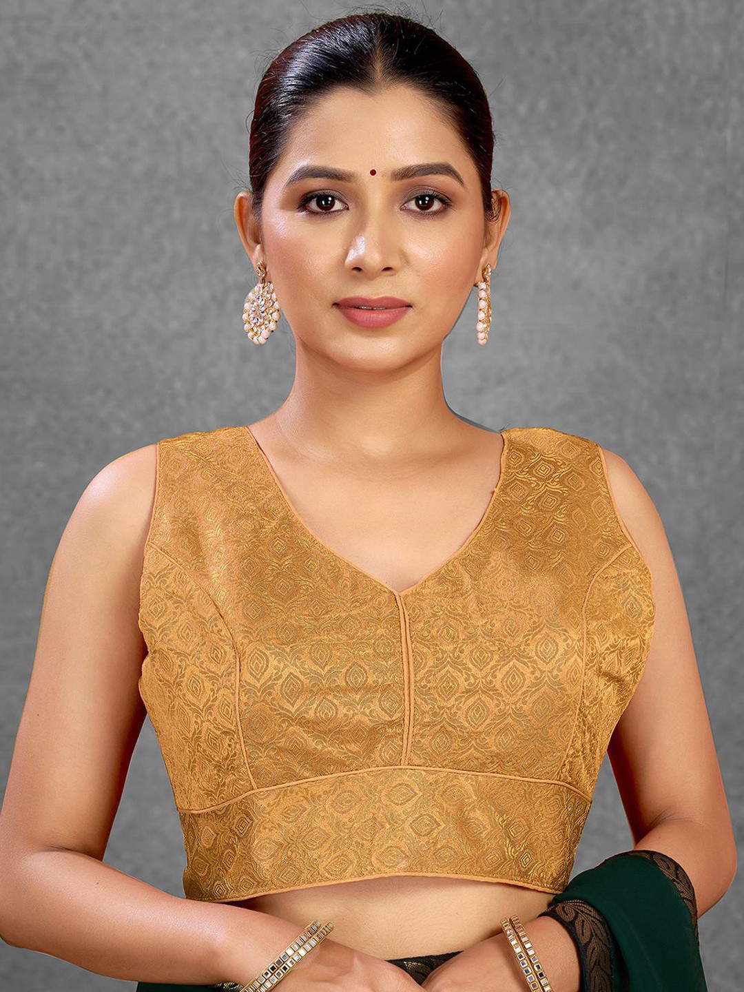 

Kalini Women Woven Design Saree Blouse, Mustard