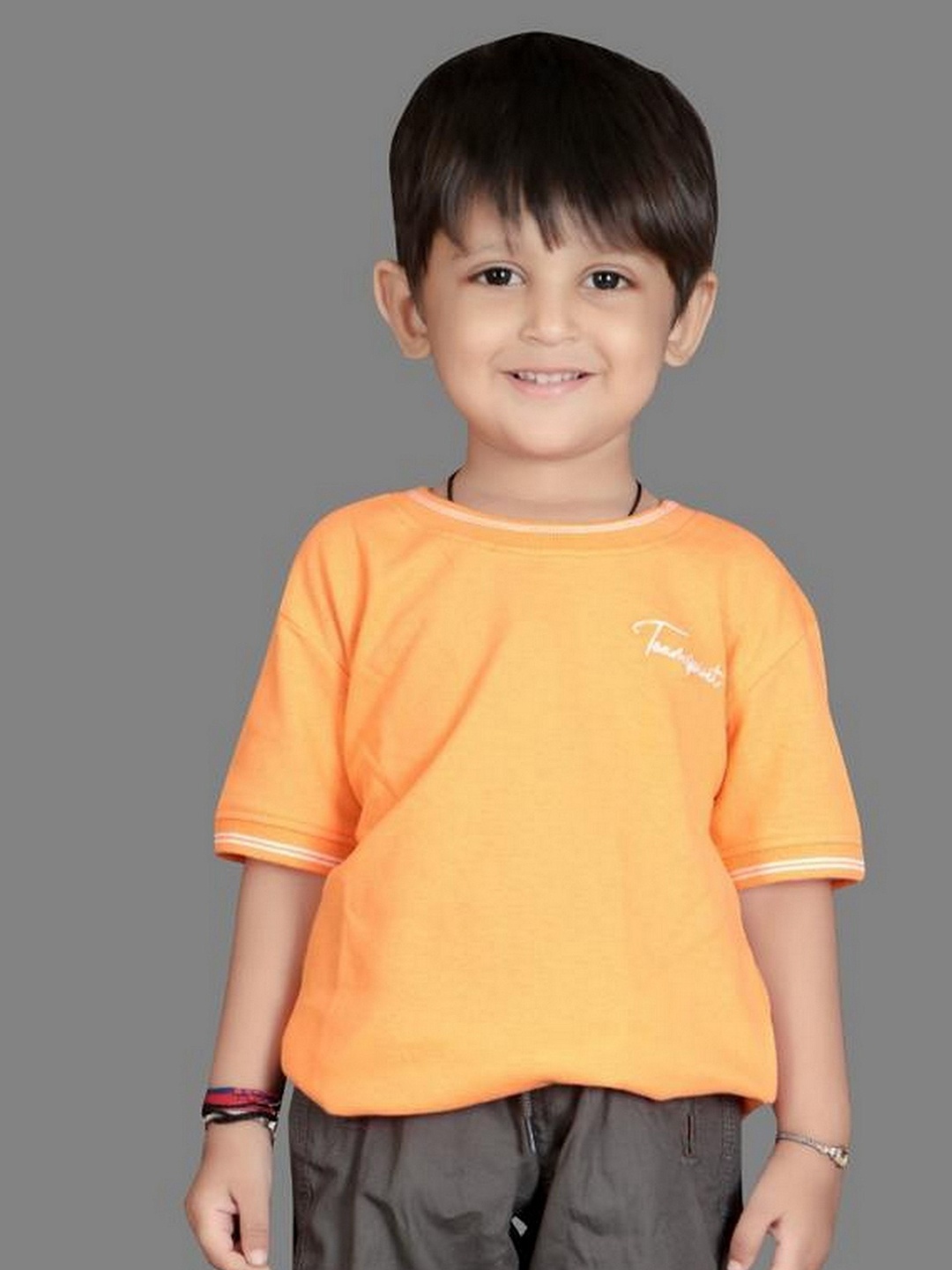 

Crazy Chips Boys Drop-Shoulder Sleeves Pockets T-shirt, Orange