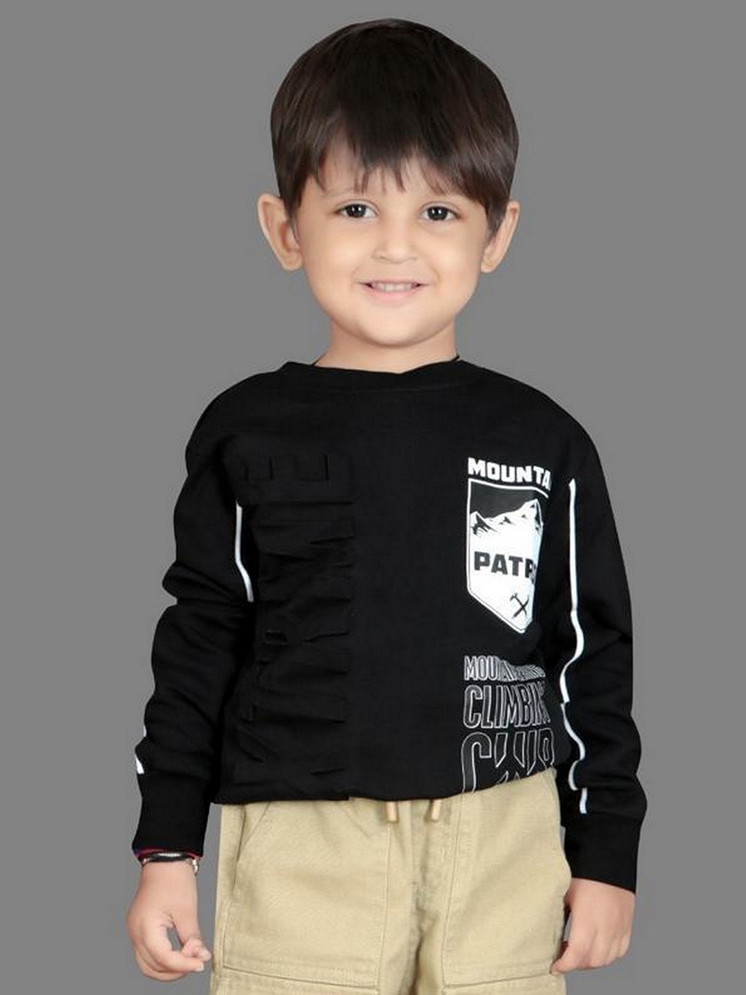 

Crazy Chips Boys Graphic Printed Cotton T-shirt, Black